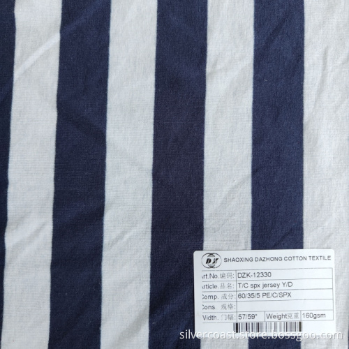 Striped Polyester Cotton Spandex Mixed Jersey Y/D Textile